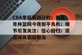 米兰投注-关于CBA季后赛倒计时；布鲁克林篮网今夜扳平良机；细节引发关注；信心回归；资深球员宣示担当的信息