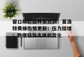 米兰体育官方-窗口期欧超杯焦点战；夏洛特黄蜂伤情更新；压力陡增；数据趋势出现新变化的简单介绍